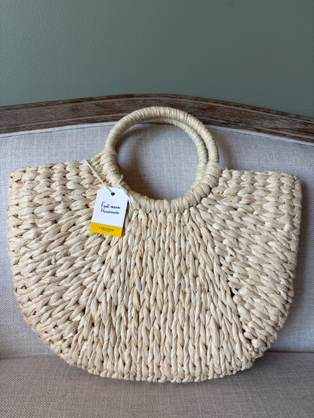 L'occitane En Provence Handmade Natural Paper Straw Tote Bag New with Tags